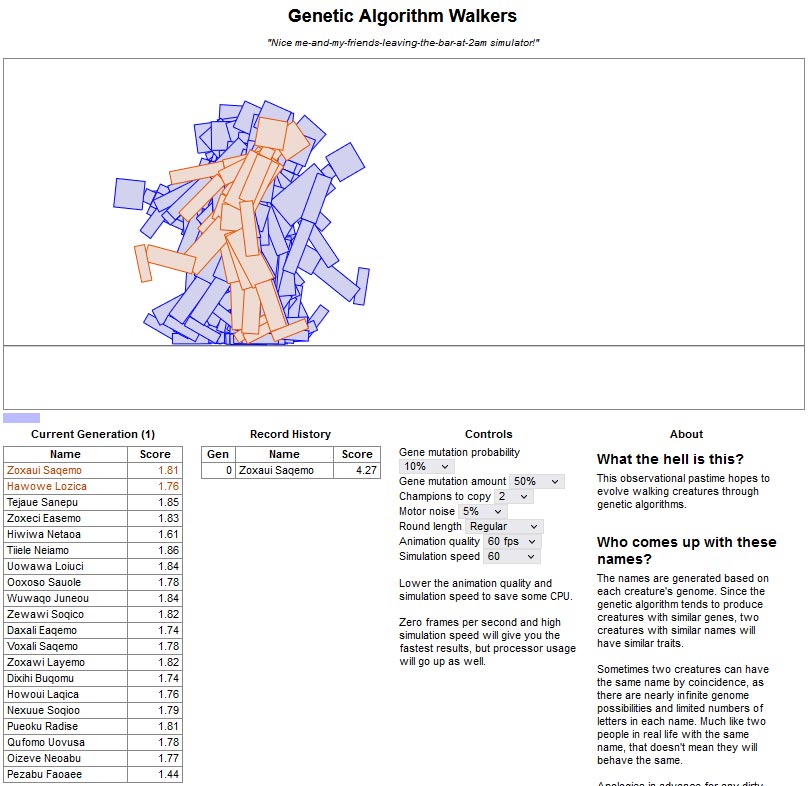 Genetic Algorithm Walkers