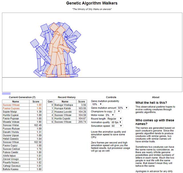 Genetic Algorithm Walkers