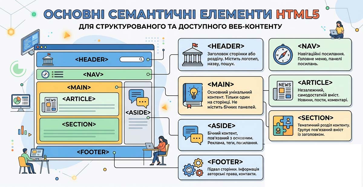 Основні семантичні елементи HTML5